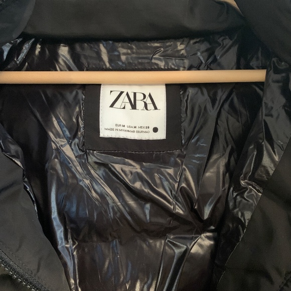 NWOT Zara Down & Feather Filled Coat in Black- Size M - Picture 5 of 8